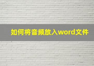 如何将音频放入word文件