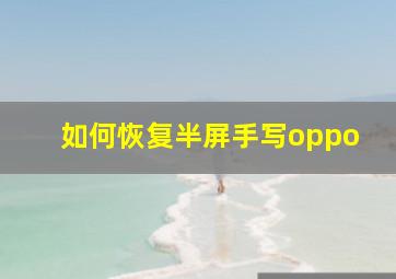 如何恢复半屏手写oppo