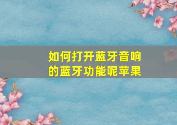 如何打开蓝牙音响的蓝牙功能呢苹果