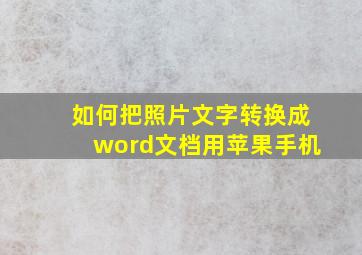 如何把照片文字转换成word文档用苹果手机