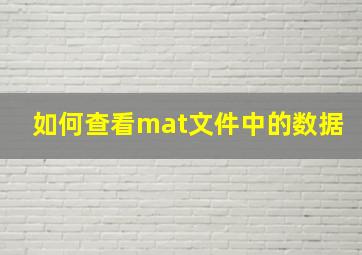 如何查看mat文件中的数据