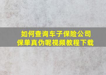 如何查询车子保险公司保单真伪呢视频教程下载