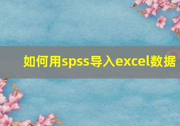 如何用spss导入excel数据