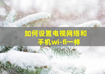 如何设置电视网络和手机wi-fi一样