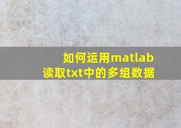 如何运用matlab读取txt中的多组数据