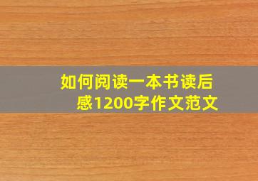 如何阅读一本书读后感1200字作文范文