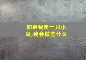 如果我是一只小鸟,我会做些什么