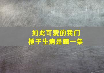 如此可爱的我们橙子生病是哪一集