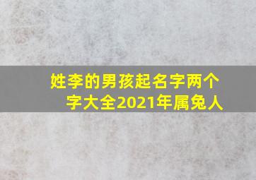 姓李的男孩起名字两个字大全2021年属兔人