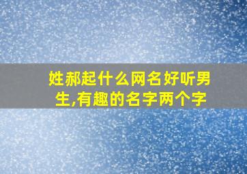 姓郝起什么网名好听男生,有趣的名字两个字