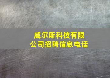 威尔斯科技有限公司招聘信息电话