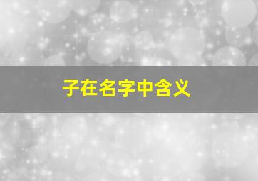 子在名字中含义