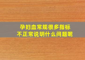 孕妇血常规很多指标不正常说明什么问题呢