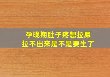 孕晚期肚子疼想拉屎拉不出来是不是要生了