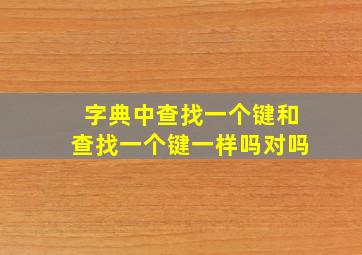 字典中查找一个键和查找一个键一样吗对吗