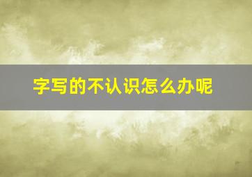 字写的不认识怎么办呢