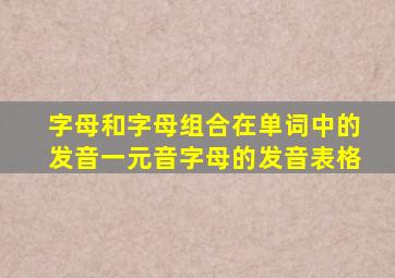 字母和字母组合在单词中的发音一元音字母的发音表格