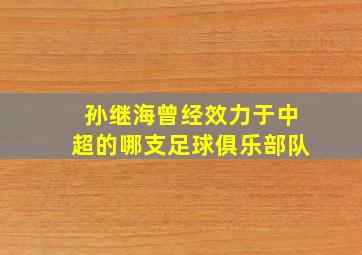 孙继海曾经效力于中超的哪支足球俱乐部队