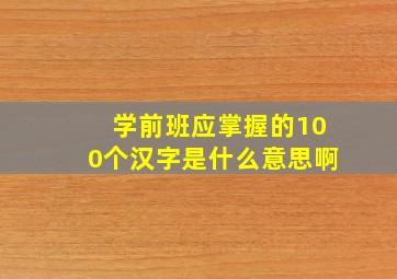 学前班应掌握的100个汉字是什么意思啊