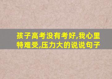 孩子高考没有考好,我心里特难受,压力大的说说句子