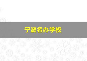 宁波名办学校