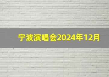 宁波演唱会2024年12月