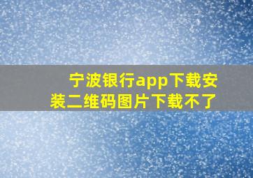 宁波银行app下载安装二维码图片下载不了