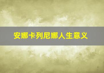 安娜卡列尼娜人生意义