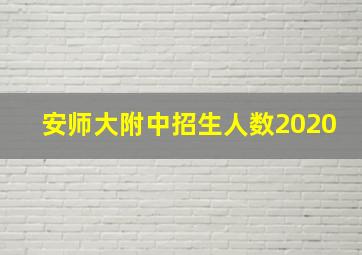 安师大附中招生人数2020