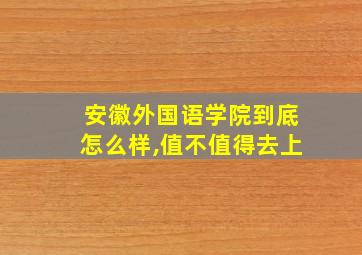 安徽外国语学院到底怎么样,值不值得去上