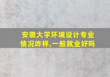 安徽大学环境设计专业情况咋样,一般就业好吗