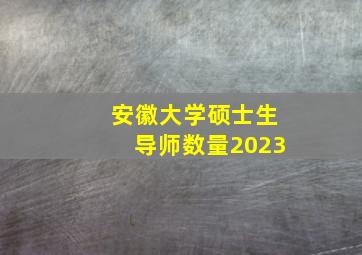 安徽大学硕士生导师数量2023