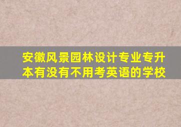 安徽风景园林设计专业专升本有没有不用考英语的学校