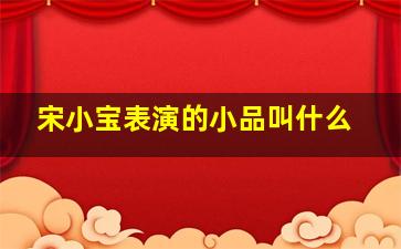 宋小宝表演的小品叫什么