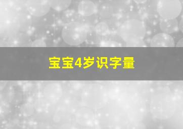 宝宝4岁识字量