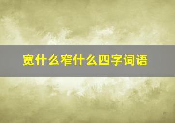 宽什么窄什么四字词语