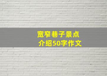 宽窄巷子景点介绍50字作文