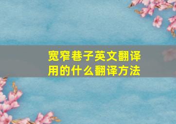 宽窄巷子英文翻译用的什么翻译方法