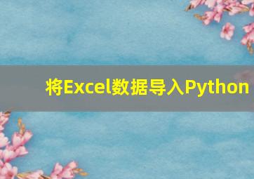 将Excel数据导入Python