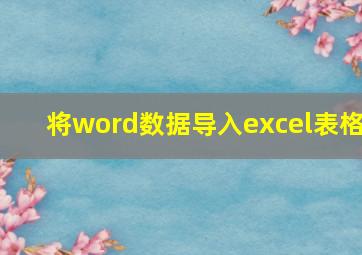 将word数据导入excel表格