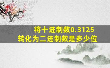 将十进制数0.3125转化为二进制数是多少位