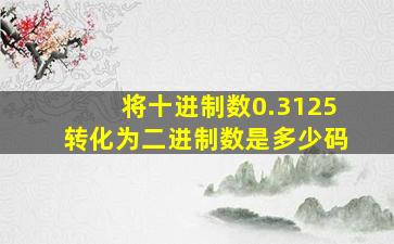 将十进制数0.3125转化为二进制数是多少码