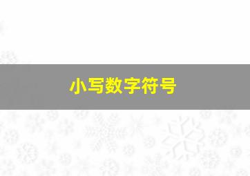 小写数字符号