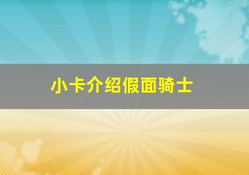 小卡介绍假面骑士