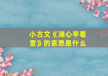 小古文《湖心亭看雪》的意思是什么