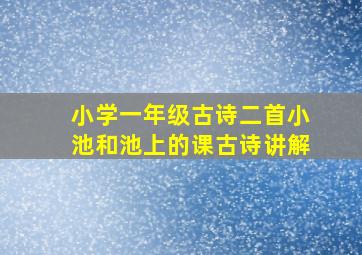 小学一年级古诗二首小池和池上的课古诗讲解