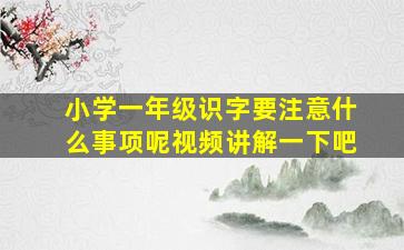 小学一年级识字要注意什么事项呢视频讲解一下吧