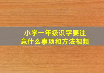 小学一年级识字要注意什么事项和方法视频