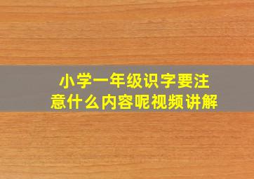 小学一年级识字要注意什么内容呢视频讲解