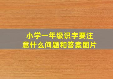 小学一年级识字要注意什么问题和答案图片